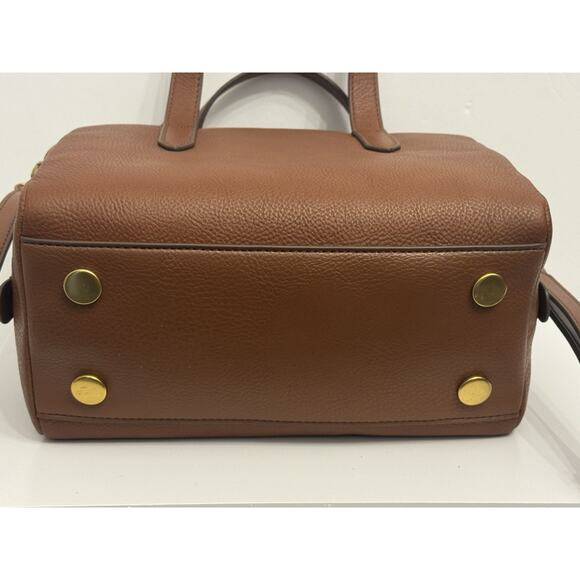 NWT Fossil Sydney Satchel Handbag Crossbody Strap Medium Brown Leather - Picture 12 of 15